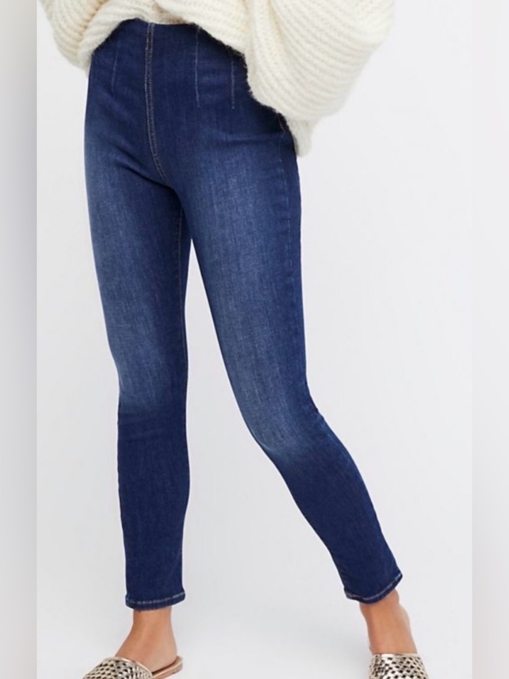 Free People High-Rise Dark Blue Ankle Skinny Jeans